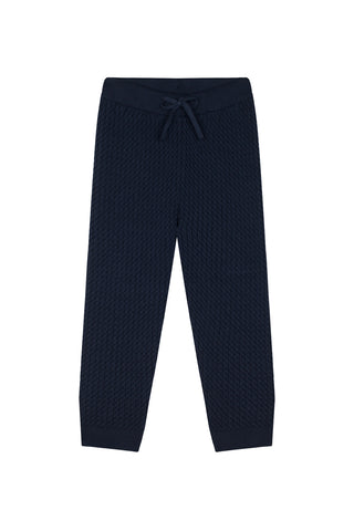 Fil Nakışlı Lacivert Balıksırtı Kazak ve Pantolon