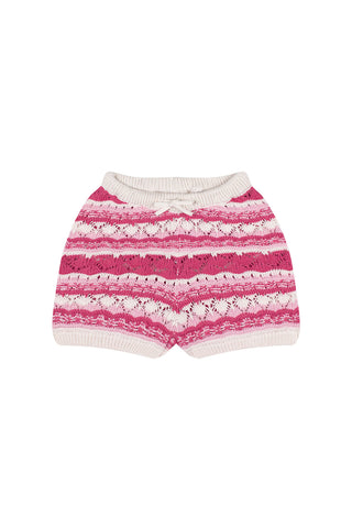 Pembe Jakarlı Triko Şortlu Set