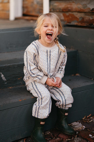 Dikey Çiçek Sweatshirt Pantolon Set