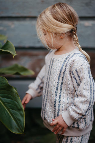Dikey Çiçek Sweatshirt Pantolon Set