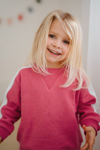 Kontrast Pembe Sweatshirt Pantolon Set