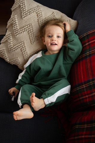 Kontrast Yeşil Sweatshirt Pantolon Set