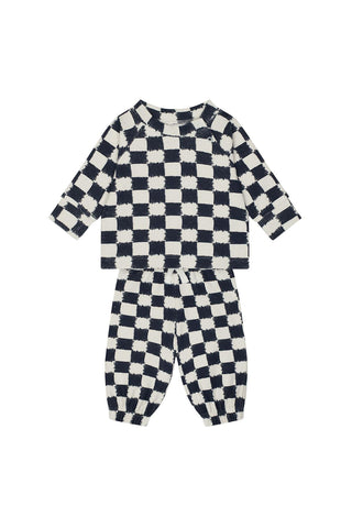 Antrasit Kareler Sweatshirt Pantolon Set