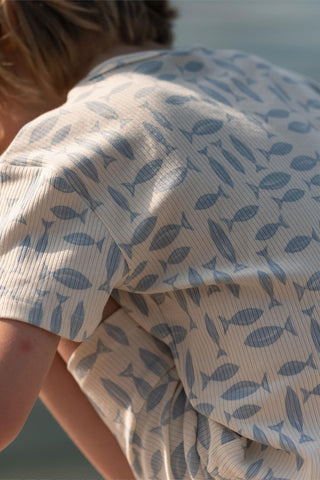 Balık Kısa Kollu Tshirt Şort Pijama Takımı