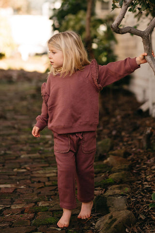 Bordo Dantel Detaylı Sweatshirt