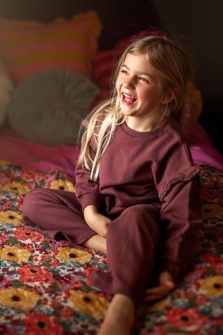 Bordo Dantel Detaylı Sweatshirt