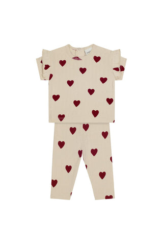 First Love Kalp T-Shirt Tayt ve Tavşan Set