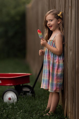 Gökkuşağı Ekose Elbise