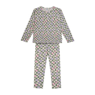 Grafik Çiçek Uzun Kollu Taytlı Pijama Takımı