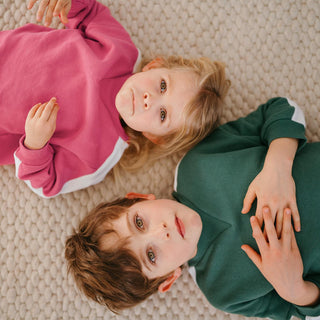 Kontrast Pembe Sweatshirt Pantolon Set