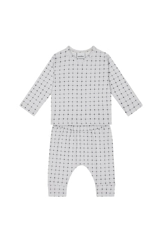 Minik Kareler Uzun Kollu Tshirt Pantolon Set