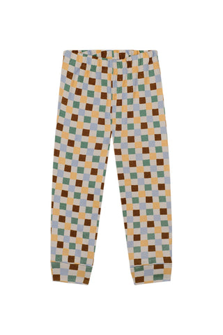 Pastel Damalar Kısa Kollu Uzun Alt Pijama Takımı