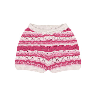 Pembe Jakarlı Triko Şortlu Set
