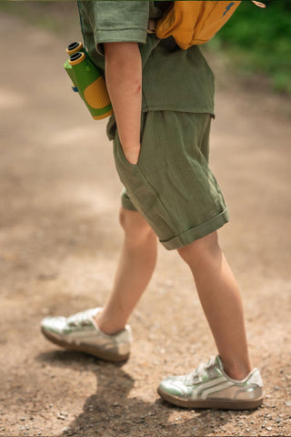 Yeşil Müslin Kısa Kollu Tshirt Şort Set